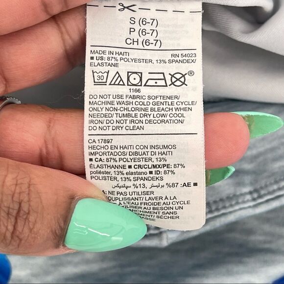 Old Navy Active Go Dry Girls Gray Blue Floral Print Stretchy Leggings Size 6/7 - Picture 5 of 12